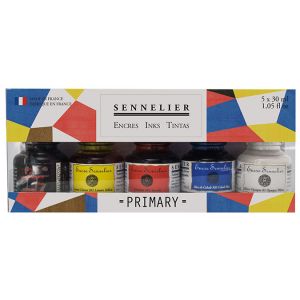 Image de Sennelier Coffret d'encre de Chine - couleurs primaires - 5 x 30 ml