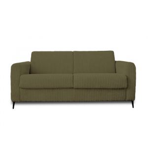 Image de Owen - canapé 3 places convertible - couchage quotidien - matelas 12 cm - en velours côtelé - Vert