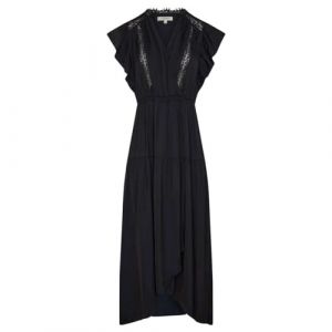 Morgan Robe longue cintrée à dentelle marine femme - Taille 34