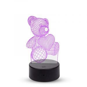 Dam Lampe d'ambiance effet 3d, design ourson. Lumières rgb interchangeables.