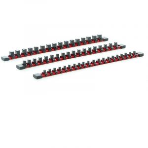 3x Rangement porte douille pour 54 pi&egrave;ces &ndash; 440 x 27 x 19 mm &ndash; Rack support organisateur de douilles en alu &ndash; Organsieur pour 1/2', 1/4' et 3/8' &ndash;