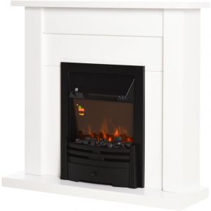 Image de Homcom Cheminée électrique design contemporain XL 2000 W effet flammes LED minuterie température luminosité réglables télécommande