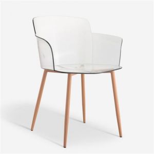 Chaise de salon et cuisine transparente avec accoudoirs Suntree bois neutre