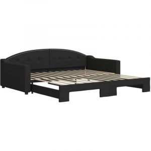 VidaXL Lit de Jour avec Lit Gigogne, Canap&eacute;-lit, Lit d'Invit&eacute;, Meuble de Chambre &agrave; Coucher Salle de S&eacute;jour, Moderne, Noir 100x200 cm Tissu