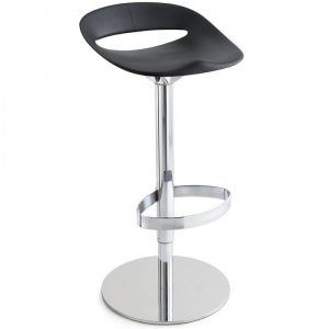 Tabouret pivotant COSMOPOLITAN structure chromé assise plastique noir