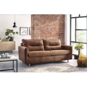 Image de Bobochic Canapé droit convertible SINKI VINTAGE Marron