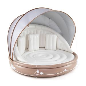 Coast Inflatable Floating Island 2-Seater with Canopy - 186 x 186 x 155 cm, White/Brown/Silver, Capacity 180 kg