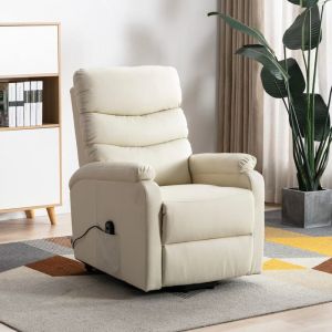 Image de VidaXL Fauteuil Inclinable Similicuir Blanc Crème