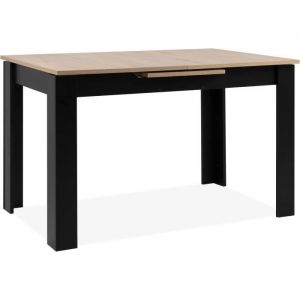 Calicosy Table à manger extensible 125/165 cm décor chêne et noir - BIRGY