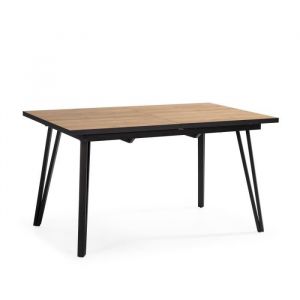 Calicosy Table extensible de 140 &agrave; 180 cm avec pieds en m&eacute;tal noir