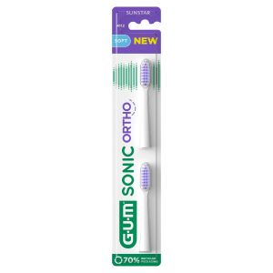 G.U.M Sonic Ortho - Brossette de Rechange Pour Brosse à Dents Sonic Souple lot de 2