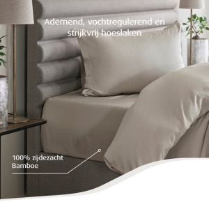 Tempur Home by Topper Sheet - Nature - 180 x 200 x 9 cm - Bambou doux et soyeux - Drap-housse sans repassage - Convient au sèche-linge