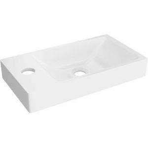 Vente-unique - Vasque lave main blanche en résine smc - 40 x 22 cm - sarposa