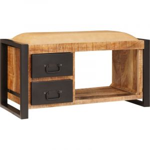 VidaXL Banc de Rangement avec tiroir Marron Bois de manguier massif