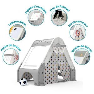 Devessport Tente Avec Aire D'escalade, Panier Et Tableau Noir