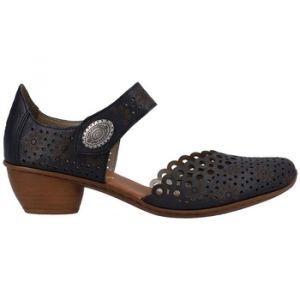 Image de Rieker Escarpins FEMME en cuir bleu marine et &agrave; bande auto-agrippante