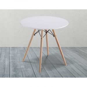 Pegane Table de salle à manger, table de salon ronde coloris blanc - diametre 80 x Hauteur 75 cm -