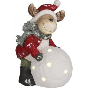 House of Seasons Statue de Noël en forme de renne avec lumières - L30 x L22 x H42.5 - Rouge