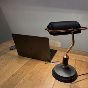 Arum Lighting Lampe de bureau banquier noir et aspect cuivre E27