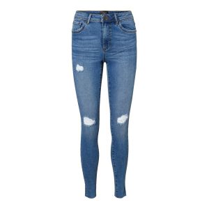 Vero Moda Tanya Normal Waist Slim Piping Distressed Raw XS Medium Blue Denim - Medium Blue Denim - XS