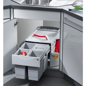 Hailo Poubelle d'angle encastrable tri s&eacute;lectif 4 bacs 32L (4x8L) Rondo