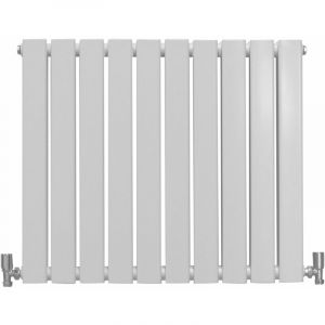 Radiateur Plat Mural 60 x 70 cm Blanc Brillant Pour Salle de Bain, Cuisine, Maison Moderne Design Scandinave [Kit de Fixations, Brosse de Nettoyage