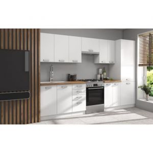 Sans Marque - atlas Cuisine complete 8 éléments - Décor blanc - L300 x H52 x H82 cm