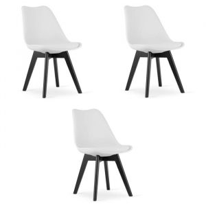 Chaise MARK - blanc / pieds noirs x 3