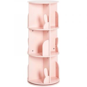 Beliani Biblioth&egrave;que Rotative &agrave; 3 Niveaux en MDF en Forme de Lapin Chambre Enfant Rose Pastel Caney
