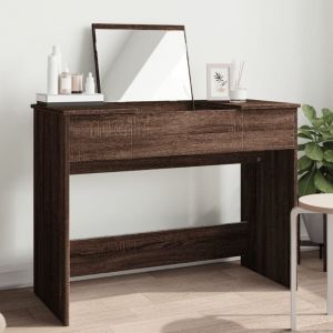 VidaXL Coiffeuse avec miroir chêne marron 100x45x76 cm, table de maquillage, table à bijoux, coiffeuse avec miroir, coiffeuse de maquillage