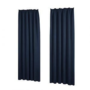 Deconovo Lot de 2 Rideaux Occultant Design Thermique Anti Froids Isolation Rideau Salon Bleu Marine 140×175cm