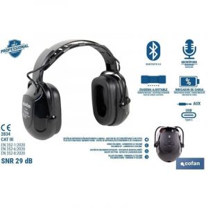 Casque anti-bruit avec Bluetooth snr 29dB avec microphone et contr&ocirc;le du volume (entr&eacute;e aux 3,5 mm)