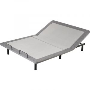 Beliani Sommier Électrique Réglable en Fer et Polyester 140 x 200 cm avec Télécommande Gris Brunoy