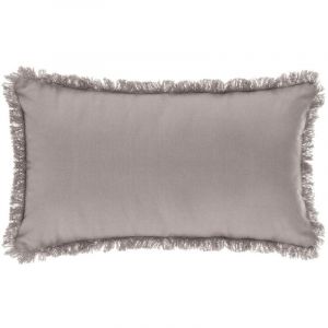 Image de Atmosphera Coussin déhoussable avec contour frange 30x50 cm Gris clair