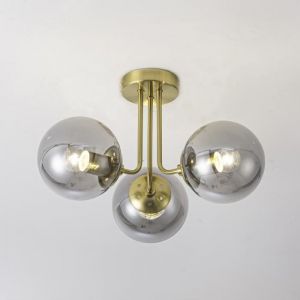 Ledkia - Plafonnier M&eacute;tal et Verre Moonlight Brass 3 Spots Gris Fum&eacute;e - Gris Fum&eacute;e