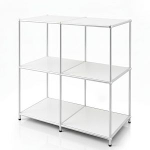 &Eacute;tag&egrave;re m&eacute;tal chrom&eacute; design &eacute;pur&eacute;, Concept Epur&eacute; MK-027, 78 &times; 40 &times; 82 cm, Blanc