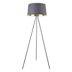 Image de Lampadaire Trépied Manc ster E27 Métal Textile Hauteur 150 cm Gris Doré