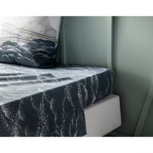 Drap MONTAGNE BLEUE bleu en coton