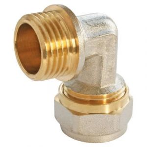 SOMATHERM FOR YOU - Raccord Coud&eacute; &agrave; Compression pour Tube Multicouche &Oslash;16 - Coude M&acirc;le 15/21 (1/2") - Installation Facile et Rapide - Gris/Argent - Id&eacute;al Chauffage et Sanitaire