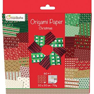 Avenue mandarine 52508O Une pochette Origami Paper Christmas - 20 x 20 cm - 60 Feuilles - 70 g