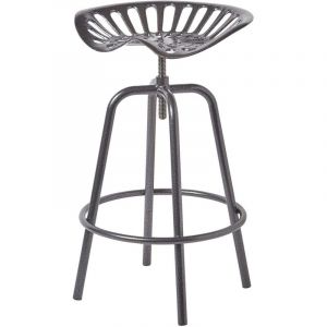 Tabouret vintage gris avec siège de tracteur pivotant, 70 cm - Homescapes
