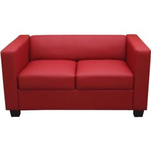 Canap&eacute; / sofa Lille,2 places,137x75x70cm, cuir reconstitu&eacute;, rouge