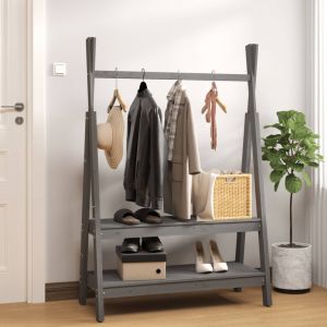 VidaXL Porte-vêtements Gris 100x45,5x150 cm Bois de pin massif