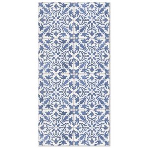 Tapis vinyle carreaux ciments g&eacute;om&eacute;trique bleu 40x80cm