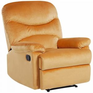 Beliani Fauteuil de relaxation en velours jaune ESLOV