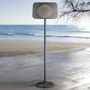 BOVER lampadaire pour ext&eacute;rieur FORA P (Marrone rattan, base in ferro, lampadine escluse - Alluminio, acciaio inossidabile, polietilene, fibra sintetica, cemento.)