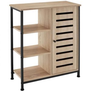 TecTake Buffet 71x32x82cm - Bois clair industriel, Ch&ecirc;ne Sonoma - Charni&egrave;re de porte &agrave; droite