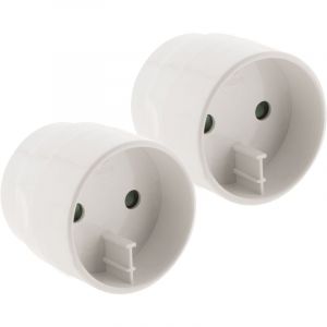 Zenitech Lot de 2 adaptateurs prise voyage Asie/Chine vers France/UE - prise mâle Asie vers femelle France avec terre - Blanc