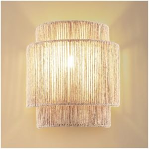 TecTake Lampe murale Lignea Lux - 40W - 12 x 23 x 25,5 cm - E14 - Lampe murale pour le salon, la chambre à coucher, la salle à manger - Lampe en toile de jute de style boho - Eclairage d'escalier - Semi-circulaire