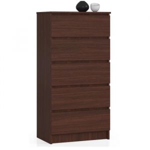 Akord - Commode K60 Weng&eacute; 60 cm 5 tiroirs fa&ccedil;ade Weng&eacute; 60x40x121 cm